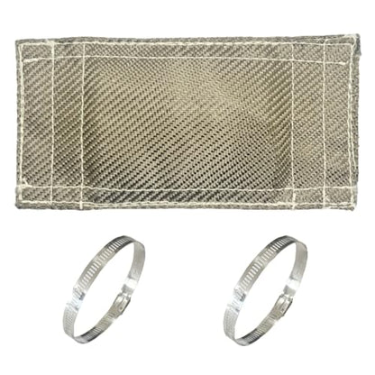 Titanium Pipe Heat Shield 4'' x 8'' Exhaust Heat Wrap Motorcycle Heat Guard Cover with 2 PCS Stainless Steel Clamps - size: 4'' x 8''