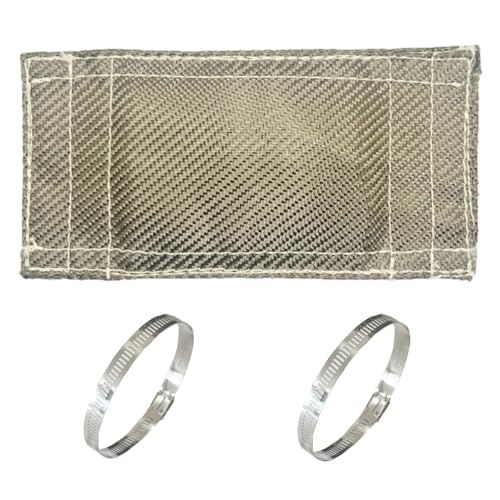 Titanium Pipe Heat Shield 4'' x 8'' Exhaust Heat Wrap Motorcycle Heat Guard Cover with 2 PCS Stainless Steel Clamps - size: 4'' x 8''