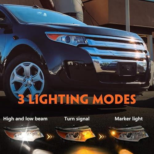 FIONE Halogen Headlight Assembly for Ford Edge 2011 2012 2013 2014 Pair - color: Pair/Driver&Passenger