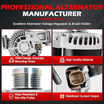 11554 Alternator for 2015-2017 Chrysler 200 2.4L, 2016-2018 500X - size: 11554