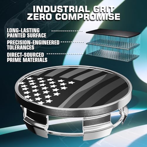 63MM 2.5 Inch Wheel Center Caps for Dodge Ram 6KF18TRMAA Rim Wheel Center Hub Caps, Pack of 4 Chrome with American Flag - color: Chrome with American Flag, size: Outer 63.0MM , Inner 55.5MM