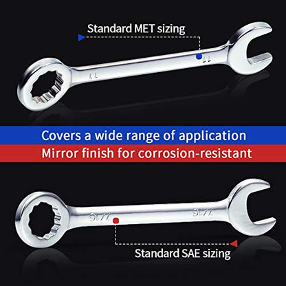 SPEEDWOX Ignition Wrench Set SAE Metric Small Open and Box Wrenches Mini Spanner Set Combination Wrench Set with Portable Storage Pouches - size: Combination Metric & SAE 6-Piece