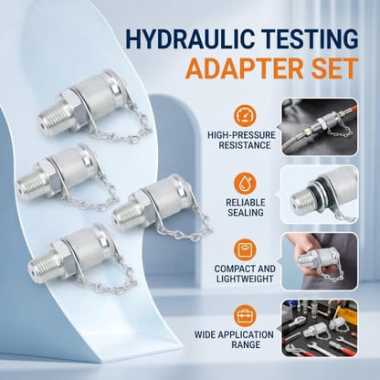 Hydraulic Test Coupling Adapter Kit High Pressure with Sealing Thread for Hose Fitting Oil Measuring Tool(NPT1/4) - size: NPT1/4