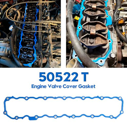 50522 T Engine Valve Cover Gasket fit for Jeep 4.0L Models for 1987-1995 Cherokee, Wrangler, Comanche, Grand Cherokee, Wagoneer, J10, CJ7 Select Models Rubber Gasket Leak-Proof Seal