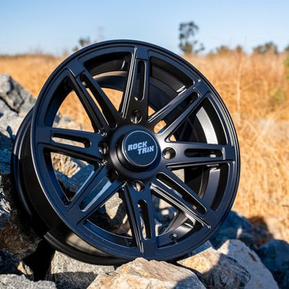 RockTrix RT103 14x7 ATV UTV Wheel 4x156 4+3 Offset, Matte Black, 1pc Single