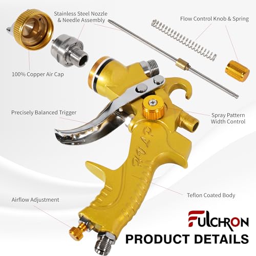HVLP Paint Gun with 10 Disposable 600ML Paint Cups & 5 Nozzles - color: GOLD
