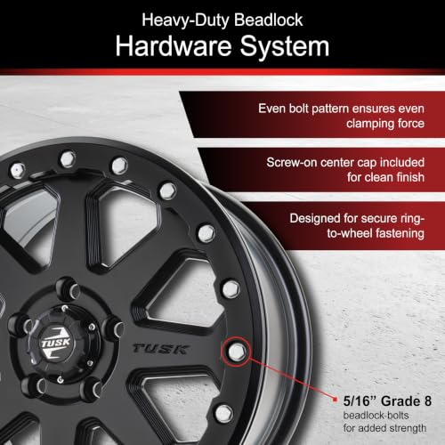 Tusk 4/137 Uinta Beadlock Wheel - 15x7, 4.0+3.0, Matte Black