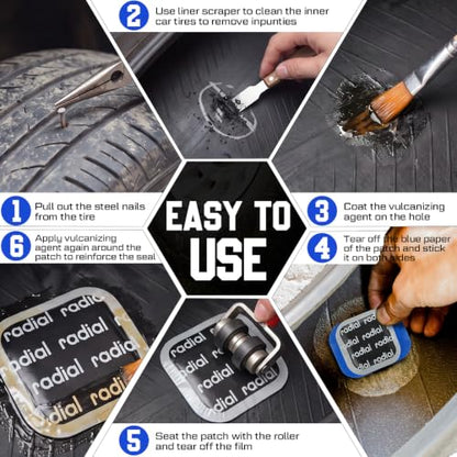 Tallew 60 Pcs Tire Patch Kit Heavy Duty Rubber, 2.17 x 2.17 Inch - size: 2.17 x 2.17 Inch