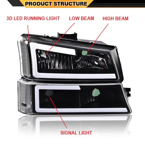 CNNELL LED Headlights Fit Chevy Avalanche Silverado 1500 2500 3500&HD 03-06 - size: Fit Chevy Avalanche 2003-2006