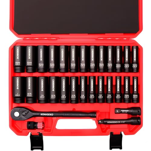 30-Piece 1/2" Drive Deep Impact Socket Set - size: 30 PCS, 1/2" Socket Set, Metric & SAE