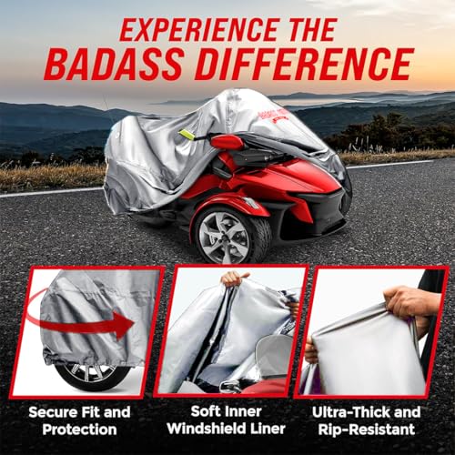Badass Moto Waterproof for Can-Am Spyder RT Limited Cover 2020-2026, Gray - color: Light Gray, size: [SPYDER RT 2020+] 112"L x 62"W x 57"H