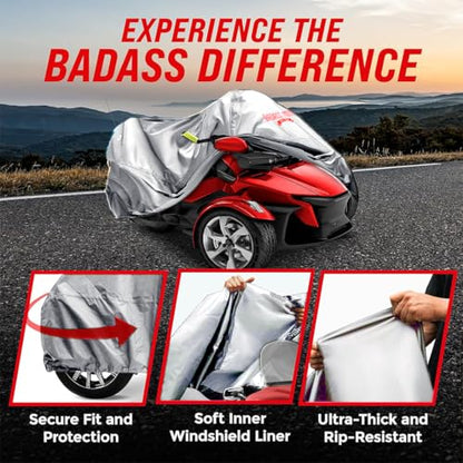 Badass Moto Waterproof for Can-Am Spyder RT Limited Cover 2020-2026, Gray - color: Light Gray, size: [SPYDER RT 2020+] 112"L x 62"W x 57"H