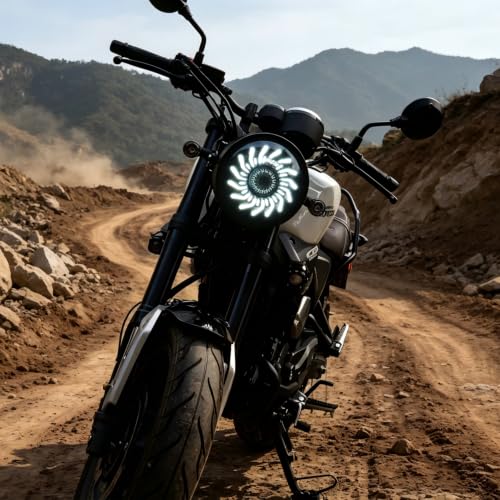 7inch LED headlight with White/Amber chrysanthemum petal DRL Compatible with Street Glide,Softail Heritage,Road King,Electra Glide - size: 7 inch - Single lamp