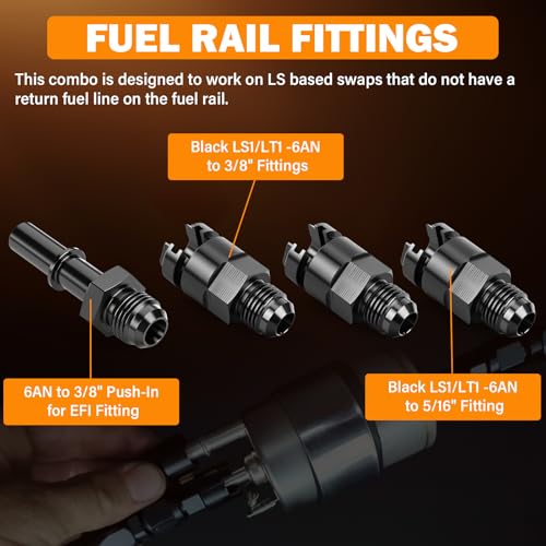 Yinlowa 255LPH Inline Fuel Pump Kit, Replaces GSL392, 58 PSI LS Swap - size: 58PSI Fuel Filter+GSL392 Pump