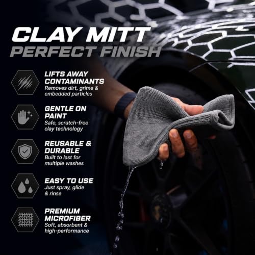 Ragnify Pack of 2 Clay Mitt Auto Detailing Medium Grade Clay Bar Alternative Mitt for Flawless Removal of Surface Bonded Micro Contaminant (Gray) - color: Gray