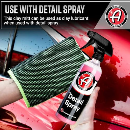 Adam's Clay Mitt Kit (Green) - Car Detailing Clay Bar Kit W/Detail Spray Lubricant for Auto Detail Paint Decon - Quickly Removes Debris from Your Vehicle Exterior Paint, Glass, Wheels, Chrome & More - size: Green - Kit