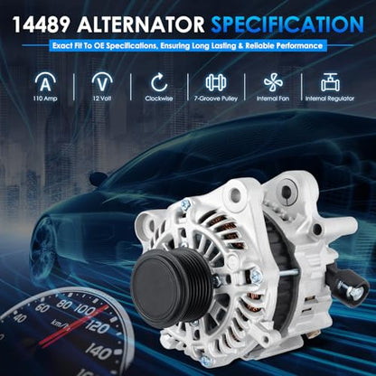 Car Alternator 14489 110A Fit for Honda Accord 2013-2017 2.4L L4 - size: #14489, 11999 Alternator