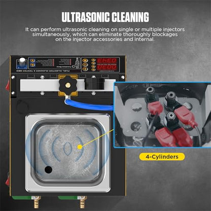 CT160 Fuel Injector Cleaner Tester, 4-Cylinder Ultrasonic Machine, 110V - color: Yellow