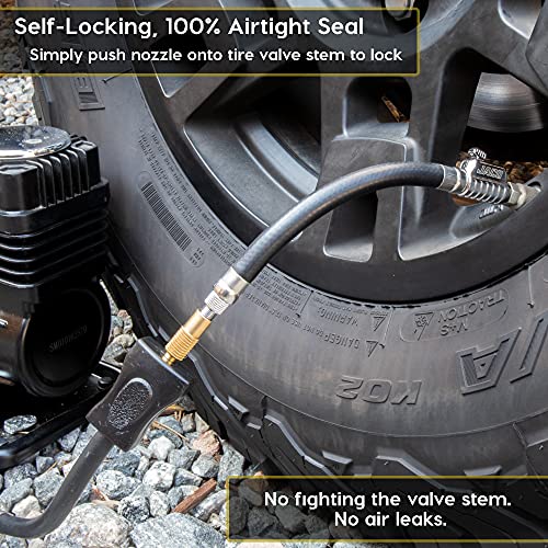 JACO Lightning S2X Quick-Connect Locking Tire Inflator Air Chuck Attachment - style: Straight Head