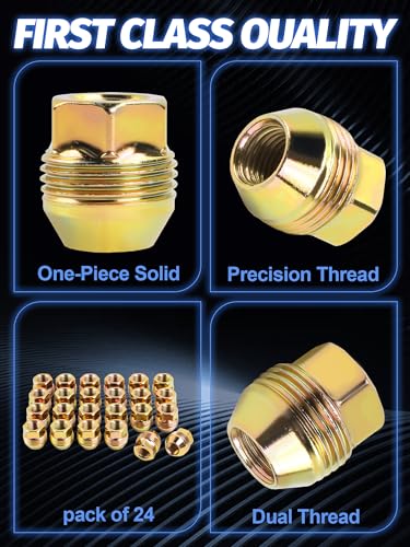 M14x1.5 Lug Nuts 24PCS for Silverado 1500 - color: Gold, size: M14x1.5, style: 24pcs 1.14IN