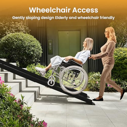 Wheelchair ramp 7FT, Lightweight, Retractable and Portable, can be Used for Wheelchair ramps, Comes with a Handbag-Black - size: 7FT