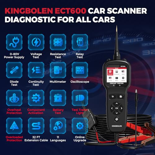 KINGBOLEN ECT600 Automotive Power Circuit Probe Tester with Inject Test 36'