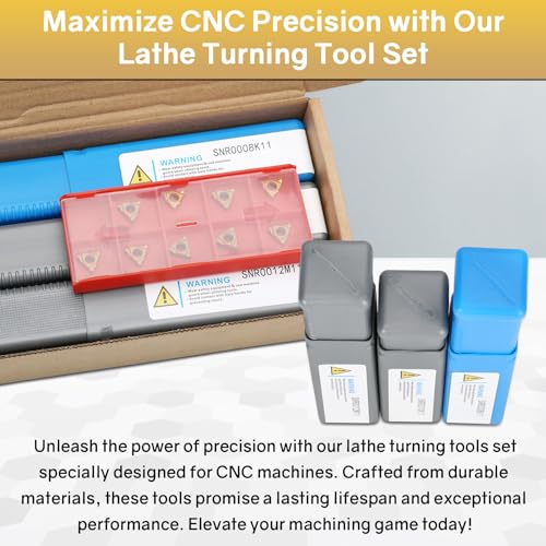 SNR0008K11, SNR0010K11, SNR0012M11 Indexable Lathe Turning Tool 12Pcs Kit, 3 Pcs Metal Lathe Tools Holder Set, with 9Pcs 11IR A60 Carbide Inserts Turning Inserts Carbide Turning Tool - style: 3pcs SNR00 Shanks+9pcs Inserts