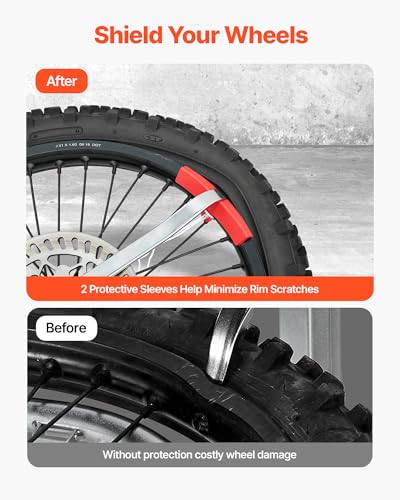 VEVOR Dirt Bike and Dual Sport Tire Changer, Fits for 16"-21" Wheels, 15/17/20/25 mm Axles, Heavy Duty Dirt Bike Tire Changing Tool Kit with Bead Breaker, Irons, Protective Sleeves, and Storage Bag