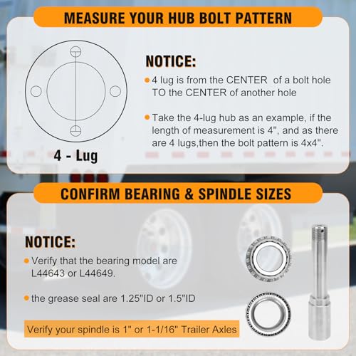 2 Sets 4 Lug Trailer Hub Kit for 2000 Lbs,4×4" Trailer Hub fit 1" and 1"-1/16" Trailer Axles,Trailer Hub 4 Lug,4 Lug Trailer Hub Assembly,Boat Trailer Hubs 4 Lug - style: 4 on 4" Trailer Hub Kit for 2,000 lb Axle