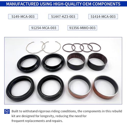 Premium Fork Bushing Seal Rebuild Kit for 2001-2012 Goldwing 1800 GL1800 OEM# 5149-MCA-003 51447-KZ3-003 51414-MCA-003 Enhanced Performance