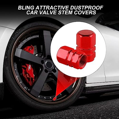 Alpmosn Aluminum Tire Stem Valve Caps Wheel Valve Covers Car Dustproof Tire Cap Cover Accessories, Universal for SUV, Car, Bike and Motorcycle, Hexagon Shape (4PCS Red) - color: Red