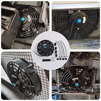 JDMSPEED New Universal 12V Slim Electric Radiator Cooling Fan Push Pull 7" Inch Mount Kit Black 10 Blades - color: Black, size: 7 Inch
