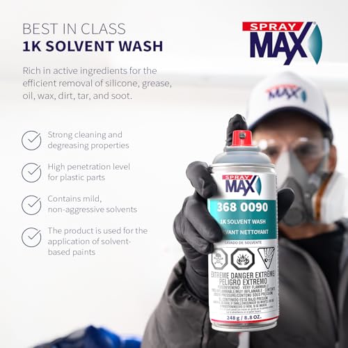 SprayMax 1K Solvent Wash Transparent | Professional Paint Prep Cleaner & Degreaser for Automotive Surfaces | Removes Oil, Grease, Wax, Tar & Silicone | Surface & Panel Prep Cleaner | 8.8 oz