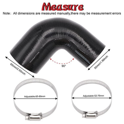 90 Degree Elbow ID 2 to 2.5 inch Silicone Reducer Coupler Hose - size: ID 2-2.5"