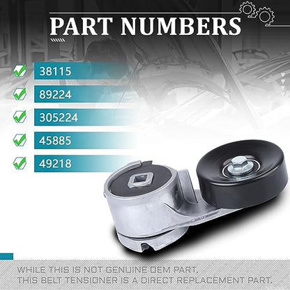 IRONTEK ‎38115 Belt Tensioner Assembly with Pulley Compatible for Ford Bronco E-150 Econoline E-150 Econoline Club Wagon E-250 Econoline #305224 49218 38001 89224 - size: 89224