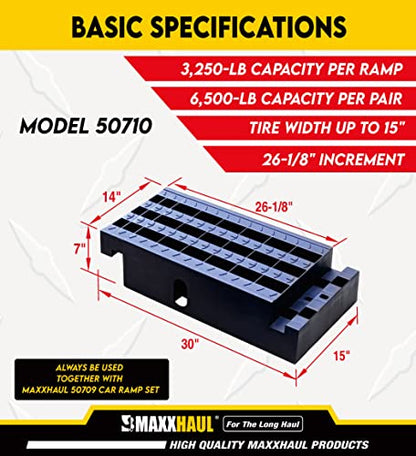 MAXXHAUL 50710 Middle Section (Extension) for 50709 Detachable Removable Poly Black Car Ramp Set (Pair) - style: Ramp Extensions