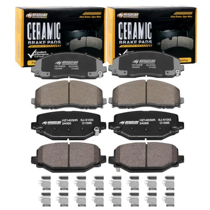 Ceramic Front and Rear Brake Pads Set Compatible with 2012-16 Chrysler Town&Country;2012-20 Dodge Grand Caravan/Journey;2012-15 Ram C/V;2012 Volkswagen Routan;2014 Routan SE/SEL Premium (D1589+D1596) - color: HZ1589+HZ1596