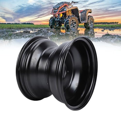 18X9.50-8 ATV Wheel Rim, 8 Inch Black Paint Coating High Strength Steel Rear Wheel Rim Hub with 4 Bolts Holes for Go Kart Quad Dirt Bike Ride On Mower