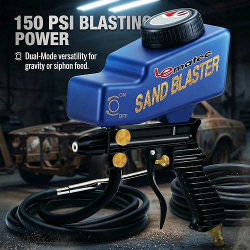 LE LEMATEC Sand Blaster Gun Kit for Air Compressor Rust Removal - style: Siphon Ceramic Function