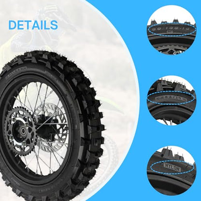 14" Rear Wheel Rim Tire Assembly For Dirt Pit Bike Trail 90/100-14 Rear Wheel Rim Tire Fits 125/140/150/160cc Pit Dirt Bike KLX65 Apollo Kayo TT 125 140 Brake Rotor, Sprocket (14 with Components) - size: 14 with Components