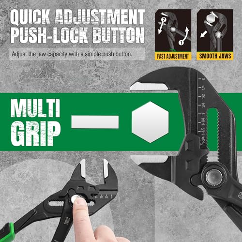 SK Pliers Wrench Set, Adjustable Parallel Smooth Jaw, 6'', 7.5'' & 10'' - size: 6-Inch, 7.5-Inch, 10-Inch Set