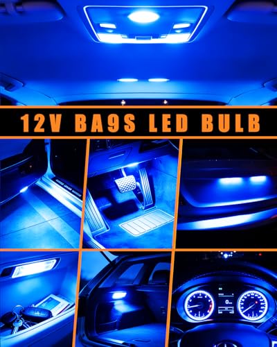 Qasim 1893 LED Bulb BA9S 1895 53 57 12V Blue Car Light 10-Pack - color: Blue