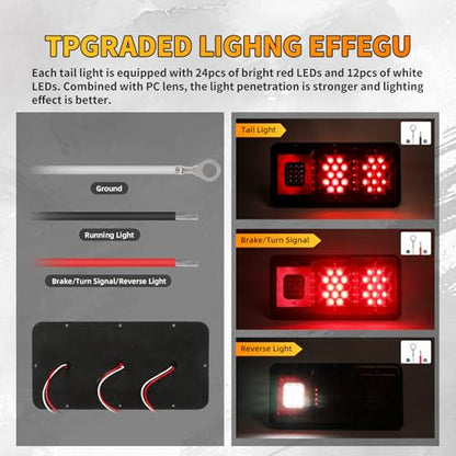 2PCS LED Trailer Tail Lights, 36 LED Triple Function Waterproof - color: Tail Lights-B