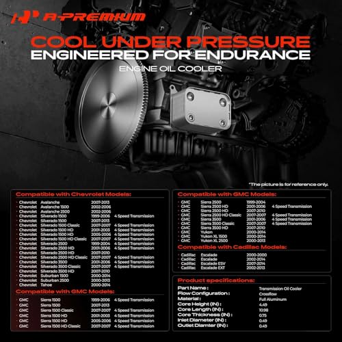 A-Premium Transmission Oil Cooler Compatible with Chevrolet, GMC, Cadillac