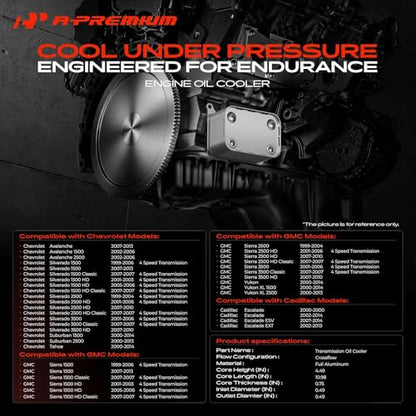 A-Premium Transmission Oil Cooler Compatible with Chevrolet, GMC, Cadillac