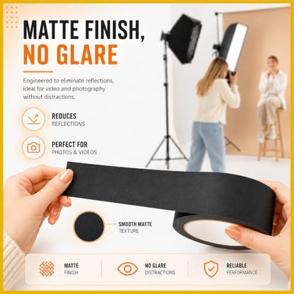 Gaffer Tape 2 Inch x 1 Pack Black Gaffing Tapes, Heavy Duty No Residue - color: Black, size: 1.88 inch