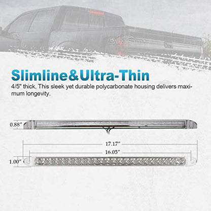 Partsam Submersible 17" Clear Lens Red 23 LED Trailer Truck RV Stop Turn Tail Rear 3rd Brake Identification Light Bar (Pack of 1)