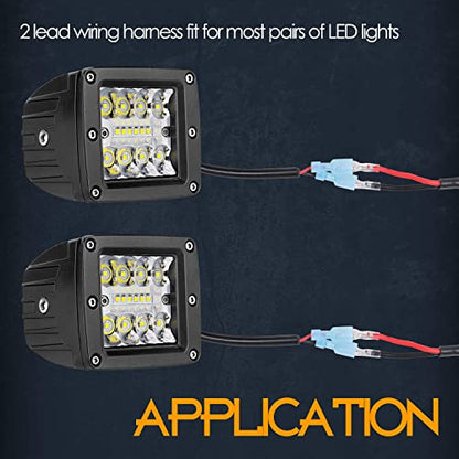 Nirider Wiring Harness 2 Lead, 12V 40A Rocker Switch Relay Fuse Nylon Wiring Harness Kit for LED Light Bars Fog Lights Work Lights Driving Lights Offroad LED Pods Wire Kit for Truck UTV ATV Boat