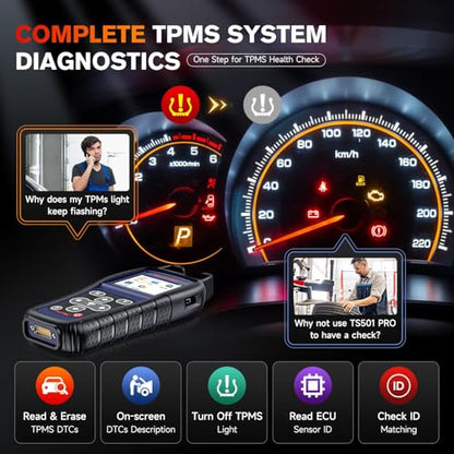 Autel MaxiTPMS TS501 PRO TPMS Programming Tool, 2026 Same as TS508 Up of TS501 TS408S, Program Autel MX-Sensor 315/ 433MHz, Relearn Activate 99% Sensor, Tire Pressure Monitoring System Diagnostic Tool