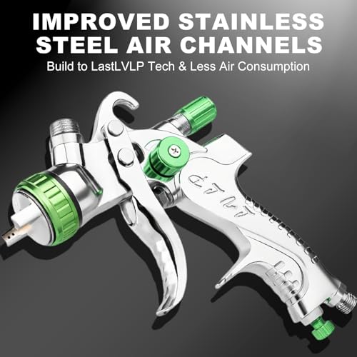LVLP Air Spray Gun Premium Kit with 1.3/1.7/2.0mm Nozzles - size: plastic cup